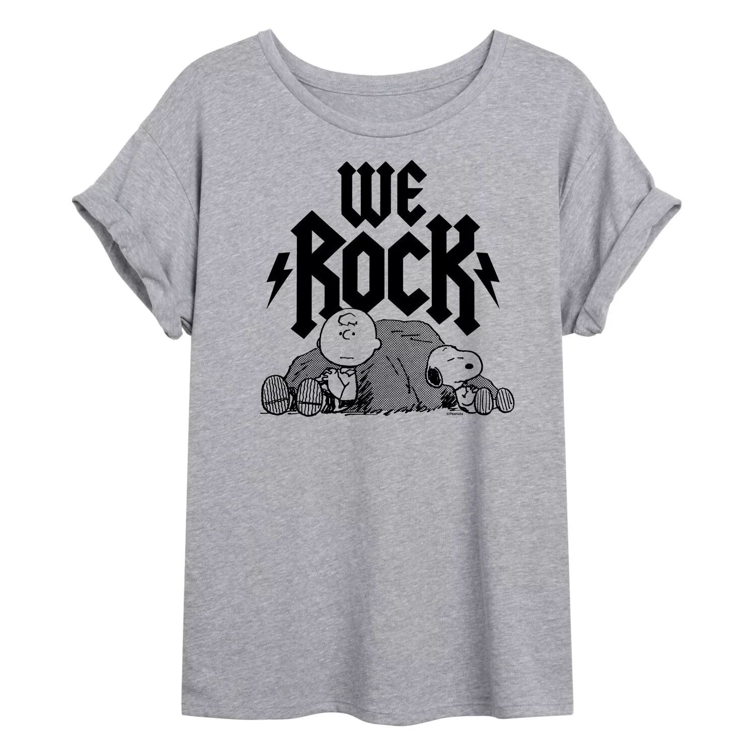 Детская футболка Peanuts Charlie Brown & Snoopy We Rock с струящимся рисунком Licensed Character 
Детская футболка Peanuts Charlie Brown & Snoopy We Rock с струящимся рисунком Licensed Character