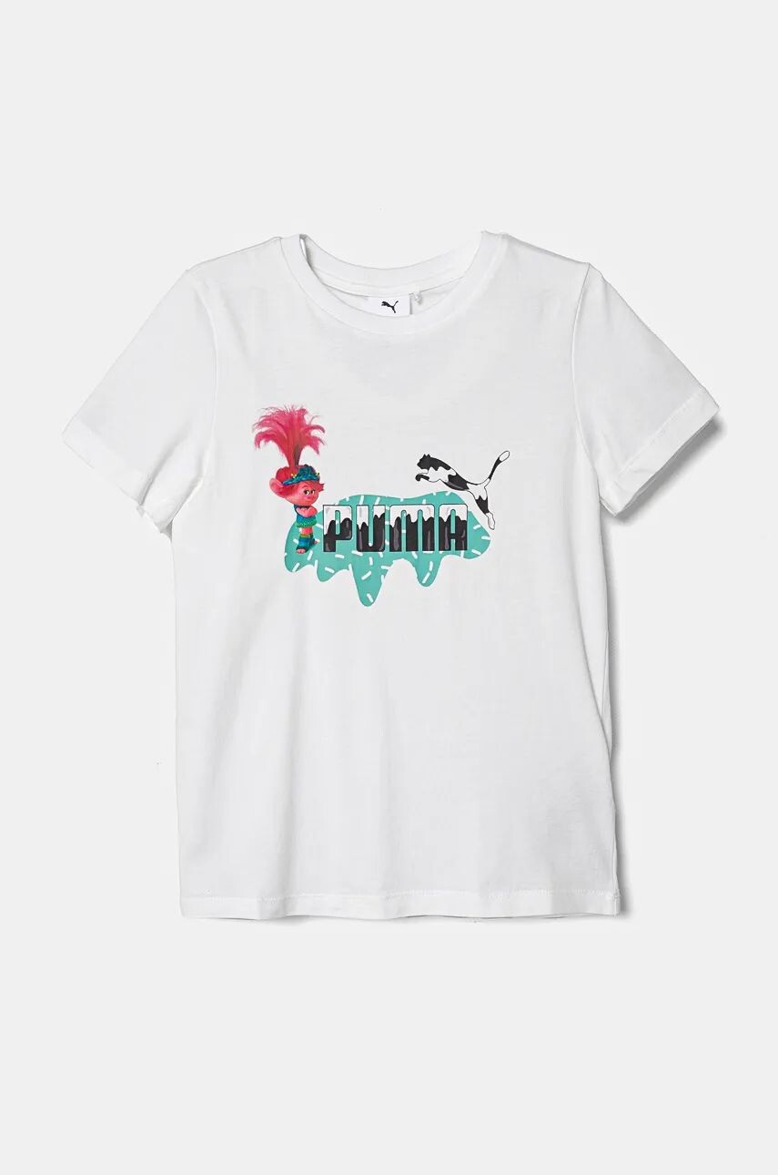 Детская хлопковая футболка Puma X TROLLS Tee, белый 
Детская хлопковая футболка Puma X TROLLS Tee, белый