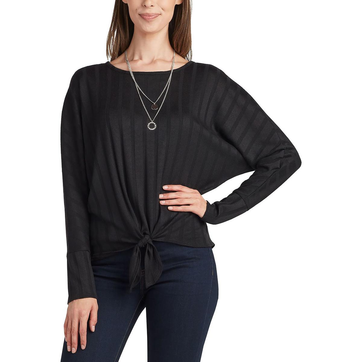 Женский ребристый пуловер с узлом спереди BCX, черный
Женский ребристый пуловер с узлом спереди BCX, черный