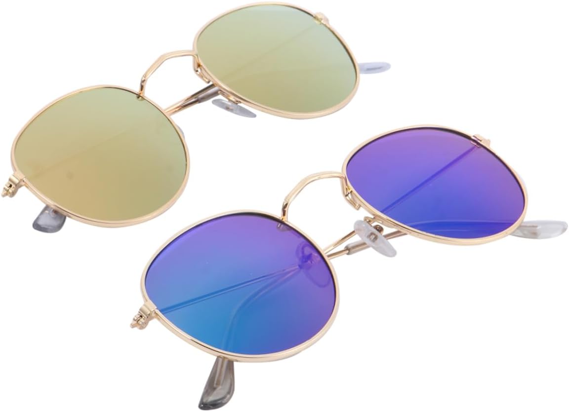 2 пары ретро-солнцезащитных очков в круглой оправе для женщин и мужчин. Стильный дизайн линз, идеально подходящих для активного отдыха и пляжного отдыха WRITWAA, Assorted color Retro Sunglasses - Size: About 13 x 4
2 пары ретро-солнцезащитных очков в круглой оправе для женщин и мужчин. Стильный дизайн линз, идеально подходящих для активного отдыха и пляжного отдыха WRITWAA, Assorted color Retro Sunglasses - Size: About 13 x 4