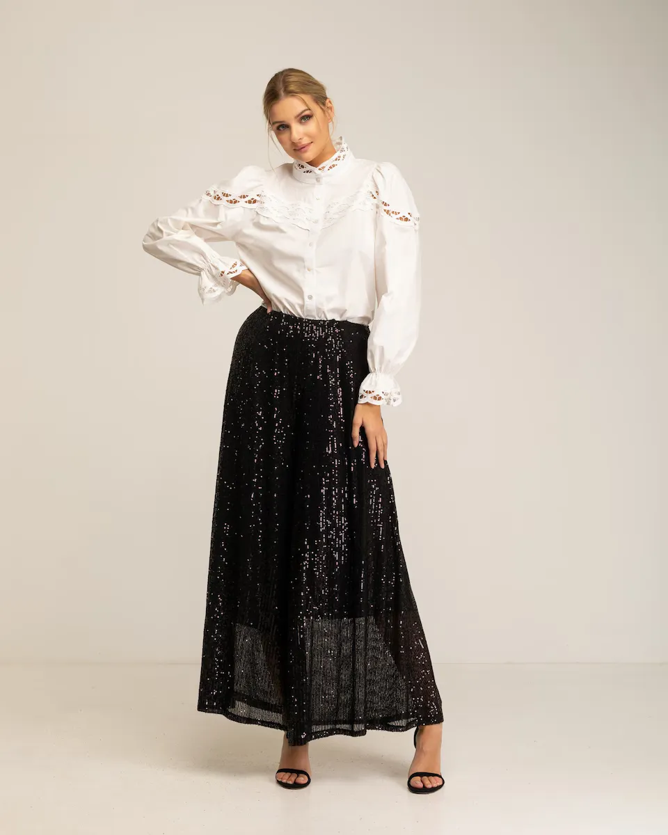 Женские широкие брюки с пайетками и эластичным поясом Tantra, чёрный
Женские широкие брюки с пайетками и эластичным поясом Tantra, чёрный