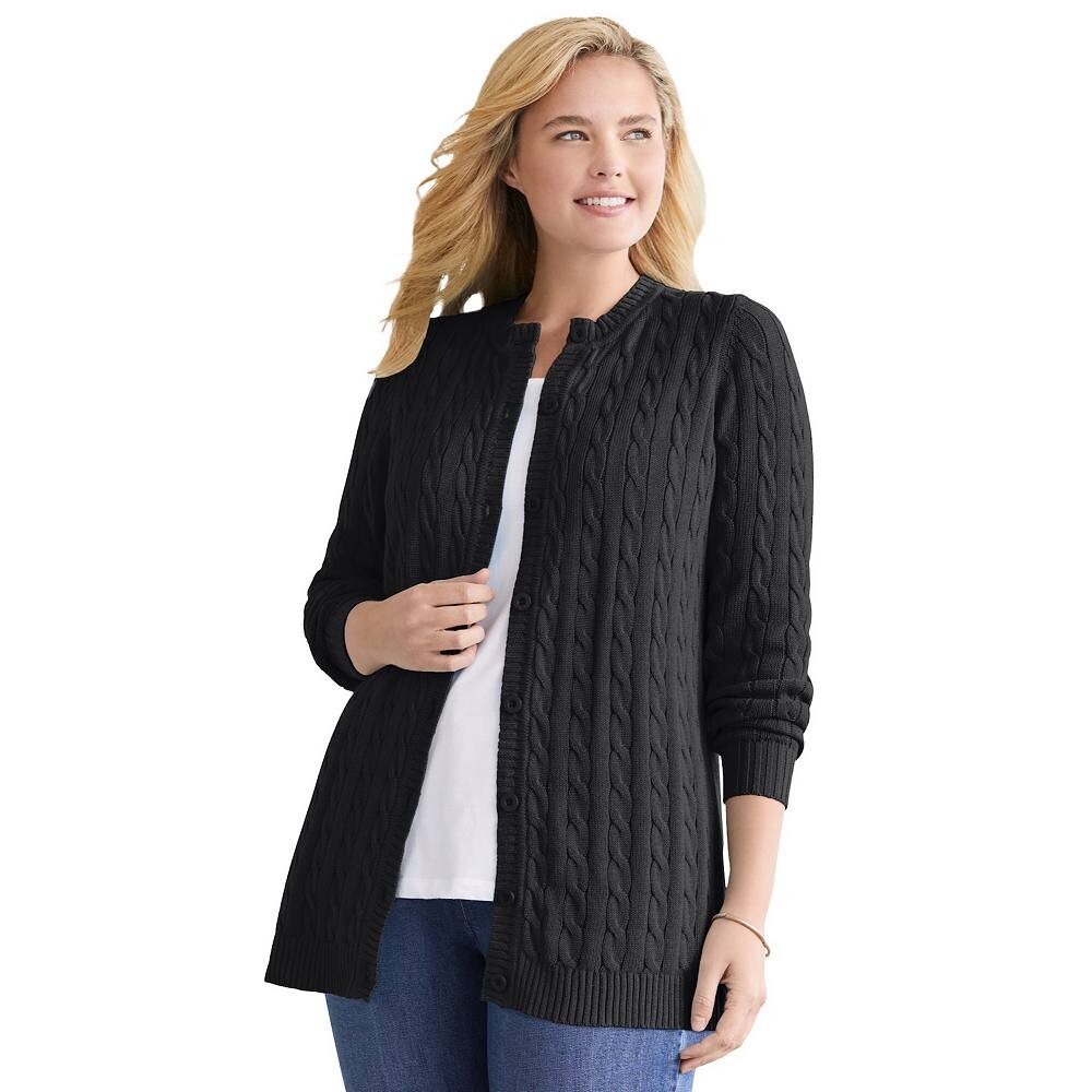 Женщина в женском хлопковом вязаном кардигане большого размера больших размеров Woman Within, черный
Женщина в женском хлопковом вязаном кардигане большого размера больших размеров Woman Within, черный