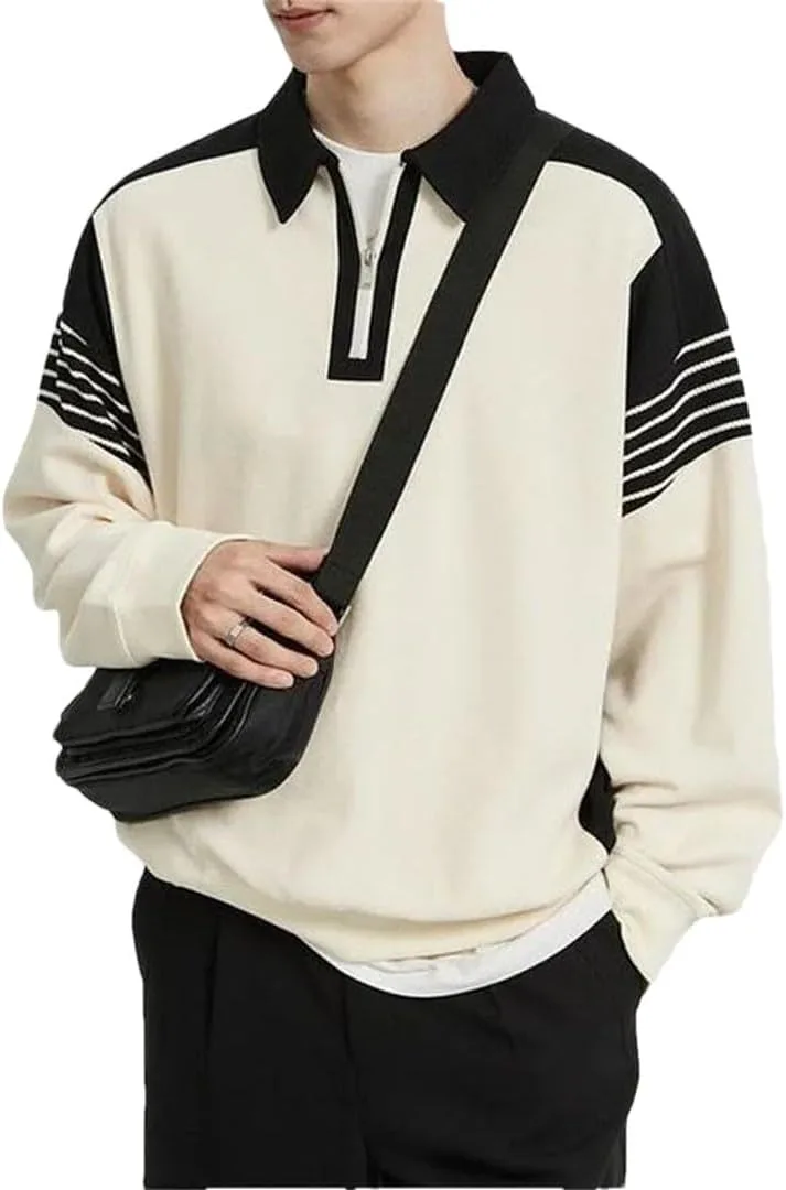 Мужской свитер с полосками и полумолнией
Мужской свитер с полосками и полумолнией