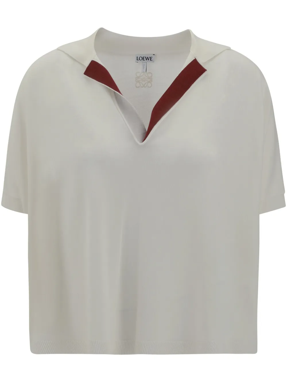Топ с короткими рукавами и воротником Loewe, белый
Топ с короткими рукавами и воротником Loewe, белый