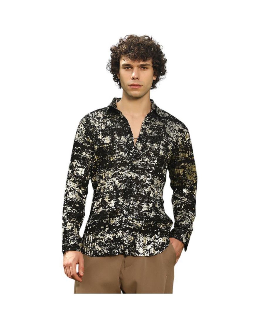 Текстурированная фольгированная рубашка Campus Sutra, Black
Текстурированная фольгированная рубашка Campus Sutra, Black