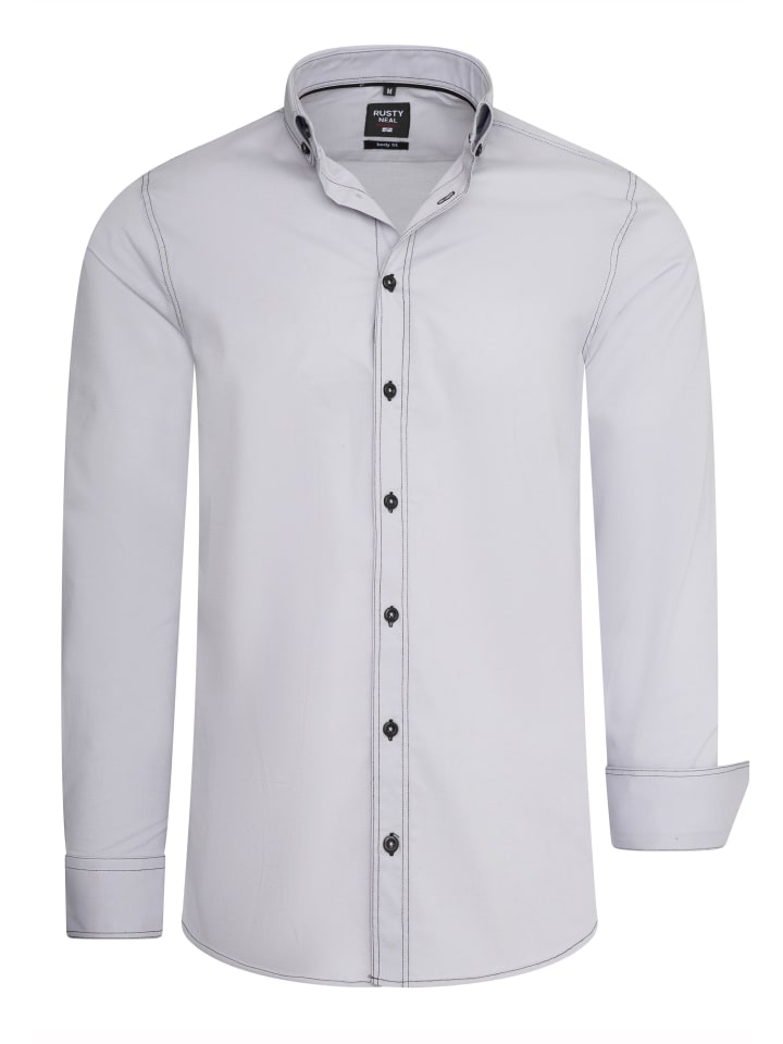 Рубашка облегающего кроя с длинными рукавами и контрастной строчкой серого цвета. Rusty Neal
Рубашка облегающего кроя с длинными рукавами и контрастной строчкой серого цвета. Rusty Neal