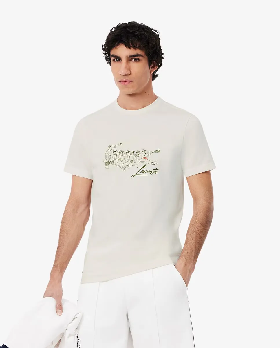 Мужская классическая теннисная футболка с принтом René Lacoste белого цвета с короткими рукавами, белый
Мужская классическая теннисная футболка с принтом René Lacoste белого цвета с короткими рукавами, белый