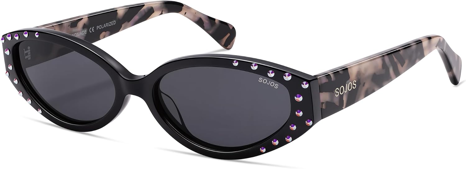 Солнцезащитные очки SOJOS Acetate Polarized Retro для женщин, овальная форма «кошачий глаз», винтажные узкие солнцезащитные очки SJ3131, с мерцающим эффектом, Black/Grey
Солнцезащитные очки SOJOS Acetate Polarized Retro для женщин, овальная форма «кошачий глаз», винтажные узкие солнцезащитные очки SJ3131, с мерцающим эффектом, Black/Grey