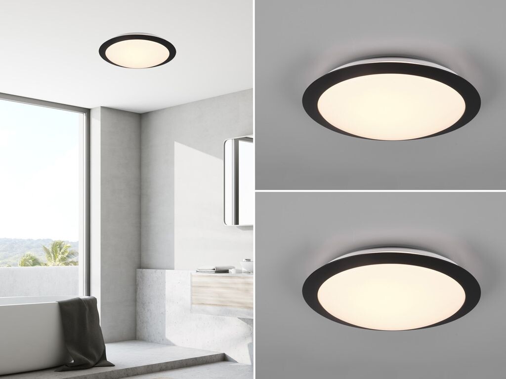 Комплект потолочных светодиодных светильников черного цвета диаметром 29 см для ванной комнаты, гостевого туалета и душевых комнат. TRIO
Комплект потолочных светодиодных светильников черного цвета диаметром 29 см для ванной комнаты, гостевого туалета и душевых комнат. TRIO