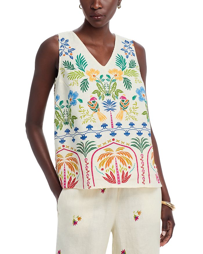 Тропическая майка на пуговицах сзади Johnny Was, мультиколор 
Тропическая майка на пуговицах сзади Johnny Was, мультиколор