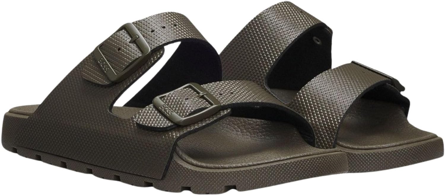 Мужские сандалии BOSS с двумя ремешками и структурированной подошвой из резины, темно-зеленый
Мужские сандалии BOSS с двумя ремешками и структурированной подошвой из резины, темно-зеленый