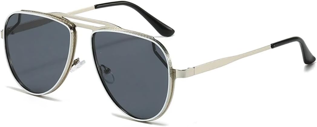 Ретро-классические металлические солнцезащитные очки с двойной перемычкой для женщин, модные солнцезащитные очки с градиентным зеркальным покрытием, защита от УФ-излучения UV400 для мужчин VRTRFFTR, Silver Grey
Ретро-классические металлические солнцезащитные очки с двойной перемычкой для женщин, модные солнцезащитные очки с градиентным зеркальным покрытием, защита от УФ-излучения UV400 для мужчин VRTRFFTR, Silver Grey