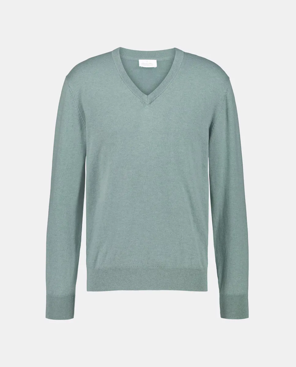 Мужской джемпер с V-образным вырезом из гладкой мериносовой шерсти Emidio Tucci, светло-зеленый
Мужской джемпер с V-образным вырезом из гладкой мериносовой шерсти Emidio Tucci, светло-зеленый
