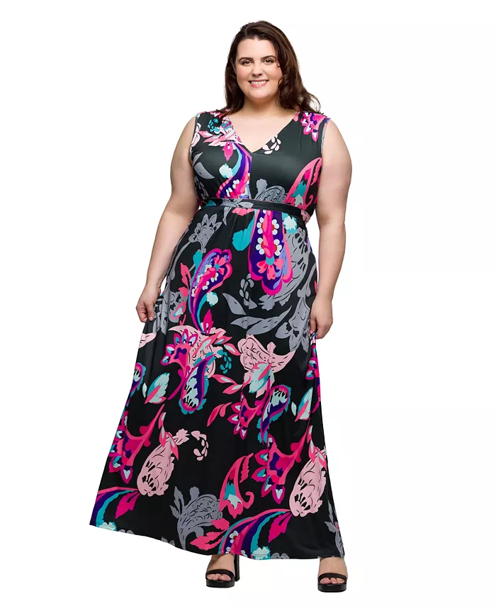 Платье макси без рукавов с V-образным вырезом и завышенной талией, принтованное, plus size 24seven Comfort Apparel, розовый
Платье макси без рукавов с V-образным вырезом и завышенной талией, принтованное, plus size 24seven Comfort Apparel, розовый