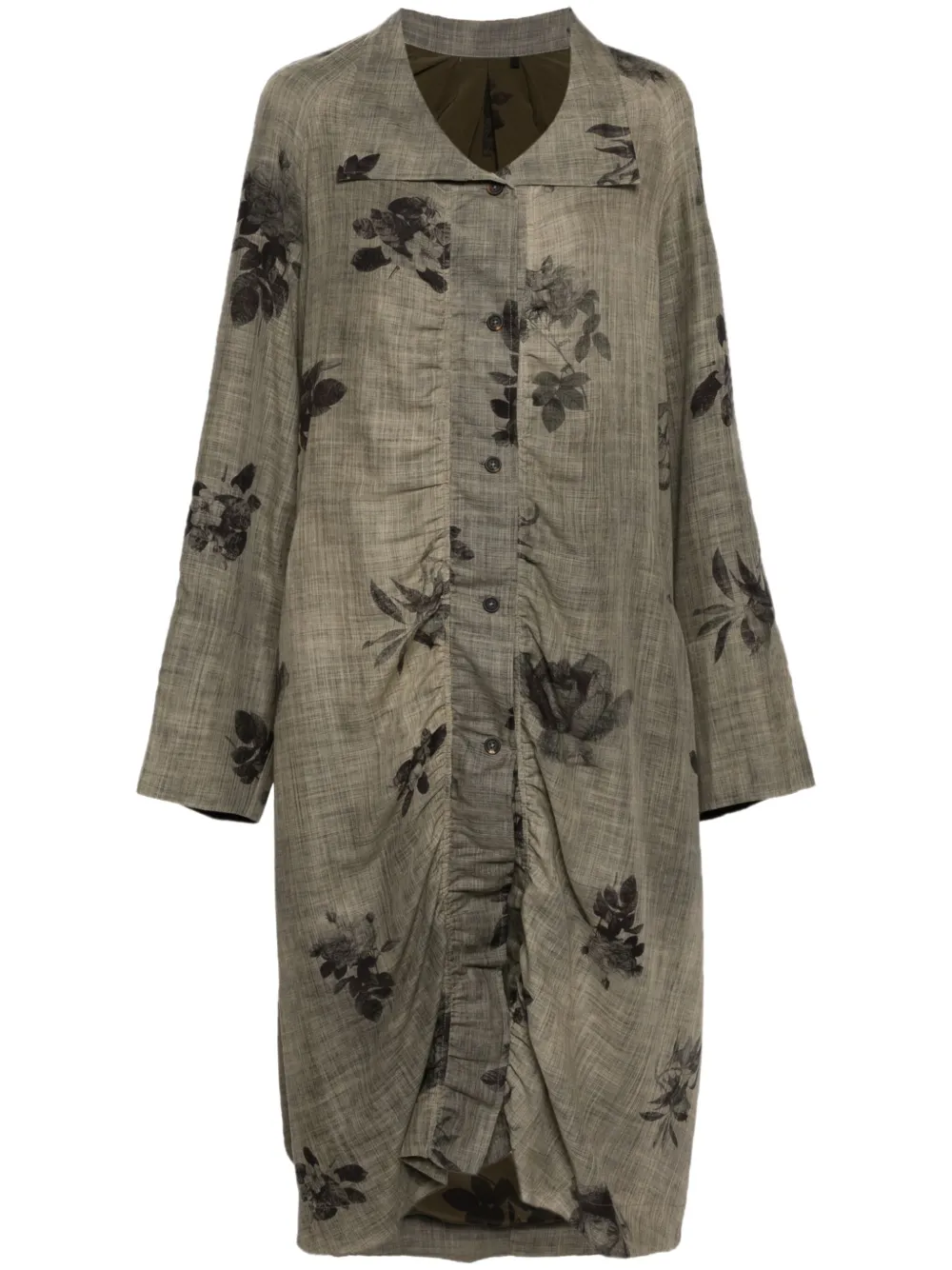 Плиссированное пальто с воротником-стойкой Ziggy Chen, серый 
Плиссированное пальто с воротником-стойкой Ziggy Chen, серый