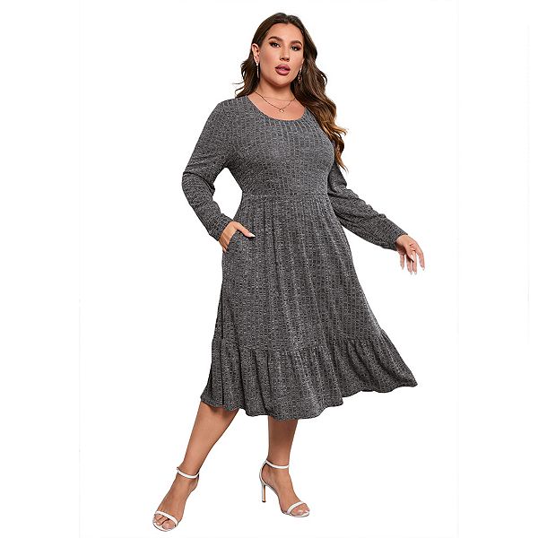 Платье миди с длинным рукавом и рюшами по подолу Plus size Seoria, Black
Платье миди с длинным рукавом и рюшами по подолу Plus size Seoria, Black