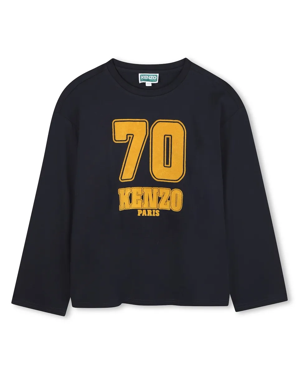 Детская футболка темно-синего цвета из хлопка Kenzo Kids
Детская футболка темно-синего цвета из хлопка Kenzo Kids