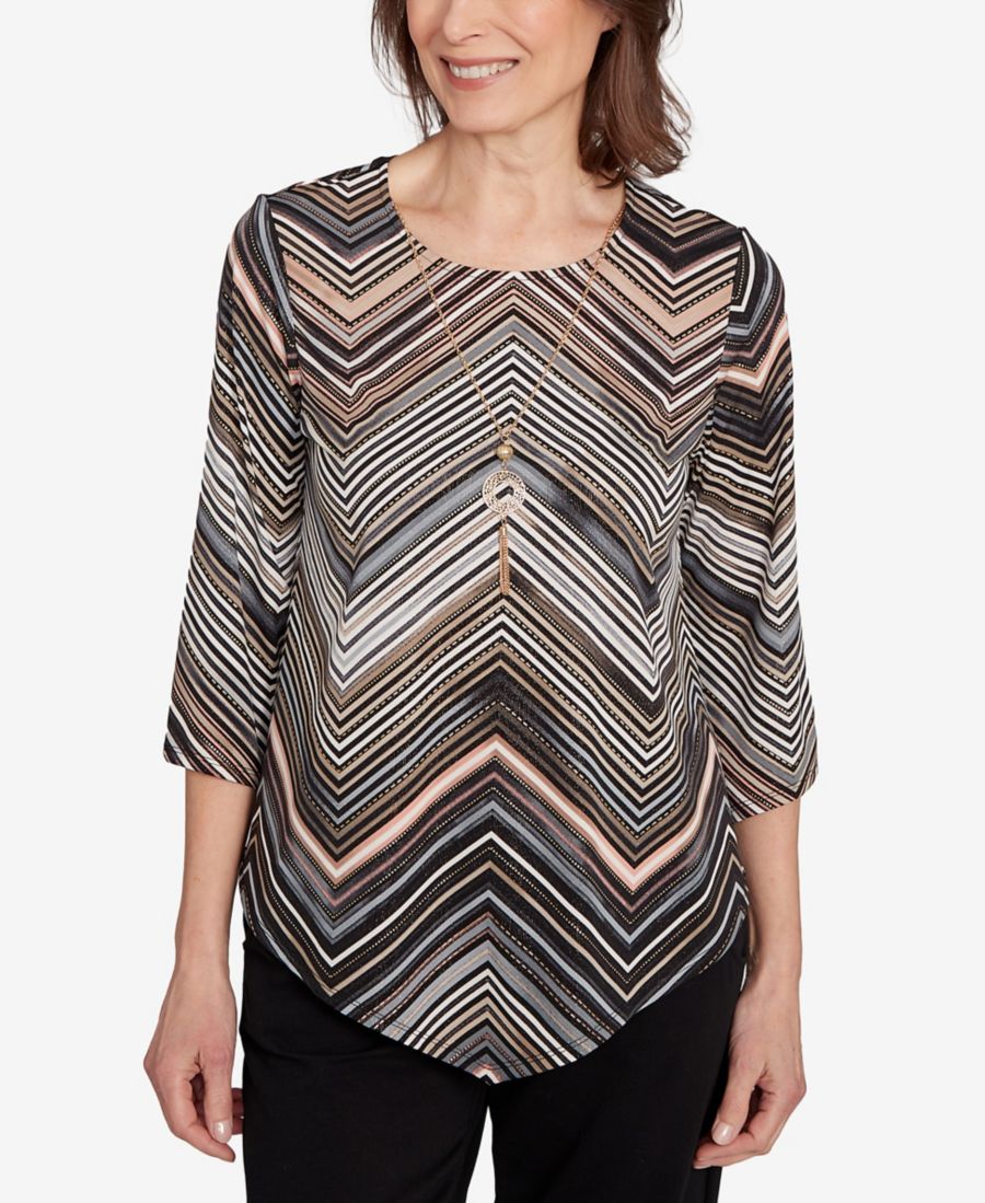 Классическая женская блузка в полоску шеврон с ожерельем Alfred Dunner, Tan
Классическая женская блузка в полоску шеврон с ожерельем Alfred Dunner, Tan