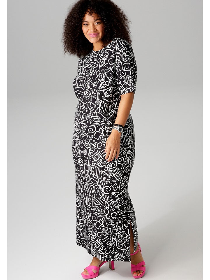 Длинное платье Aniston, черный/белый 
Длинное платье Aniston, черный/белый