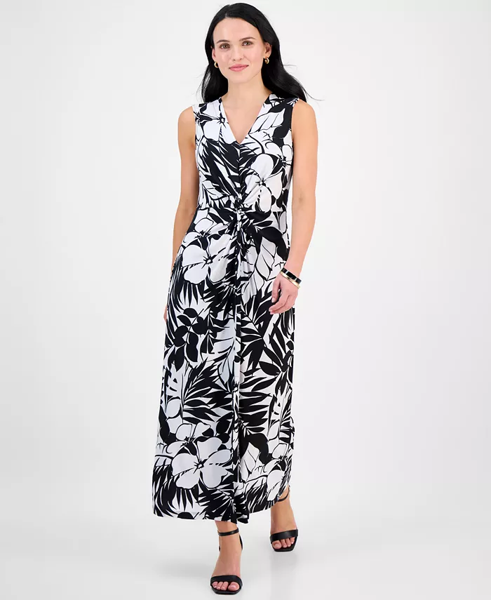 Миниатюрное платье без рукавов с V-образным вырезом и принтом Connected, черный
Миниатюрное платье без рукавов с V-образным вырезом и принтом Connected, черный