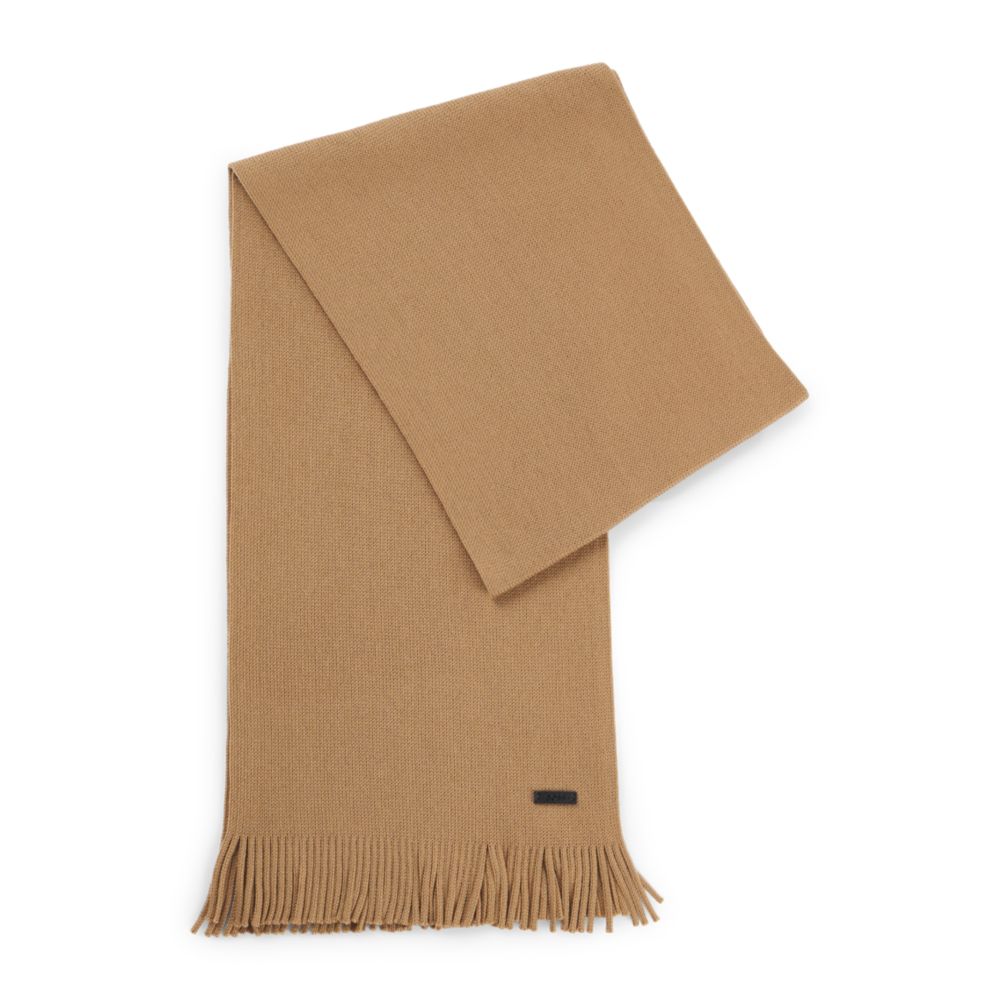 Шарф из шерсти мериноса, связанный рашель BOSS, бежевый
Шарф из шерсти мериноса, связанный рашель BOSS, бежевый