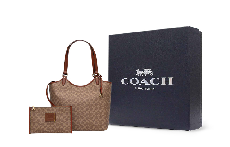 COACH Дневной холщовый комбинированный мешок из телячьей кожи
COACH Дневной холщовый комбинированный мешок из телячьей кожи