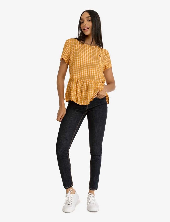 Топ U.S. Polo Assn.Short Sleeve Peplum Grid, золото 
Топ U.S. Polo Assn.Short Sleeve Peplum Grid, золото