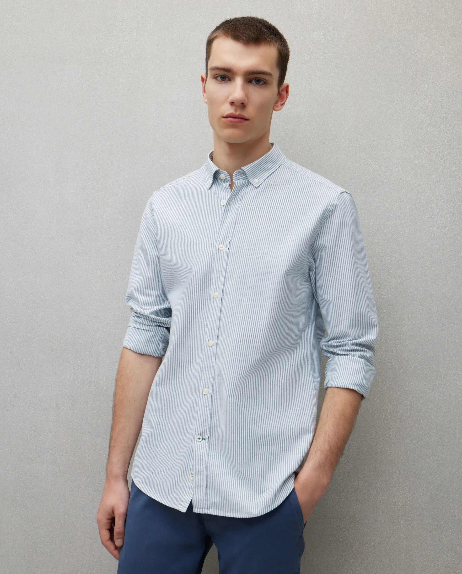 Мужская рубашка оксфорд в полоску с длинными рукавами Easy Wear, цвет 520 Kaki 
Мужская рубашка оксфорд в полоску с длинными рукавами Easy Wear, цвет 520 Kaki