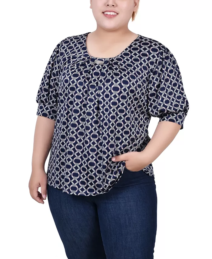 Плюс сайз топ с коротким рукавом и рукавом-фонариком NY Collection, мультиколор
Плюс сайз топ с коротким рукавом и рукавом-фонариком NY Collection, мультиколор