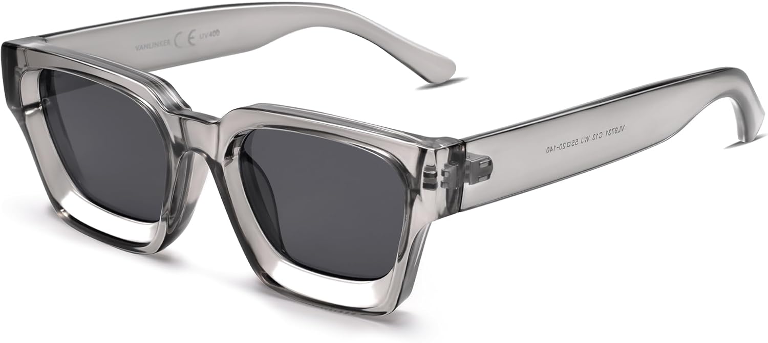 Солнцезащитные очки VANLINKER квадратной формы для мужчин и женщин, ретро-стиль, массивные прямоугольные, защита от УФ-излучения UV400, VL9731, C13 - Transparent Grey / Grey
Солнцезащитные очки VANLINKER квадратной формы для мужчин и женщин, ретро-стиль, массивные прямоугольные, защита от УФ-излучения UV400, VL9731, C13 - Transparent Grey / Grey