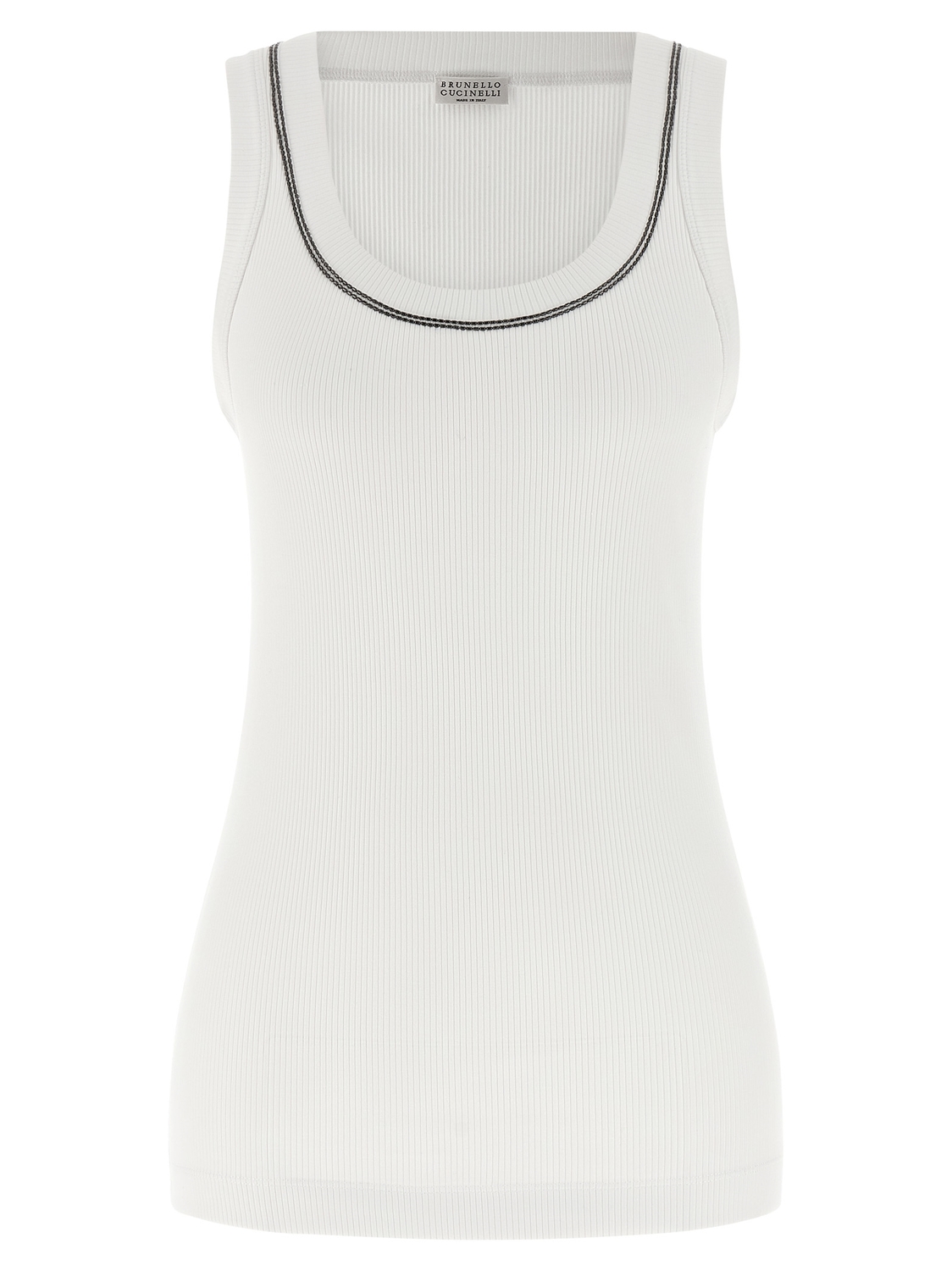 Топ с блестящей отделкой Brunello Cucinelli, белый
Топ с блестящей отделкой Brunello Cucinelli, белый