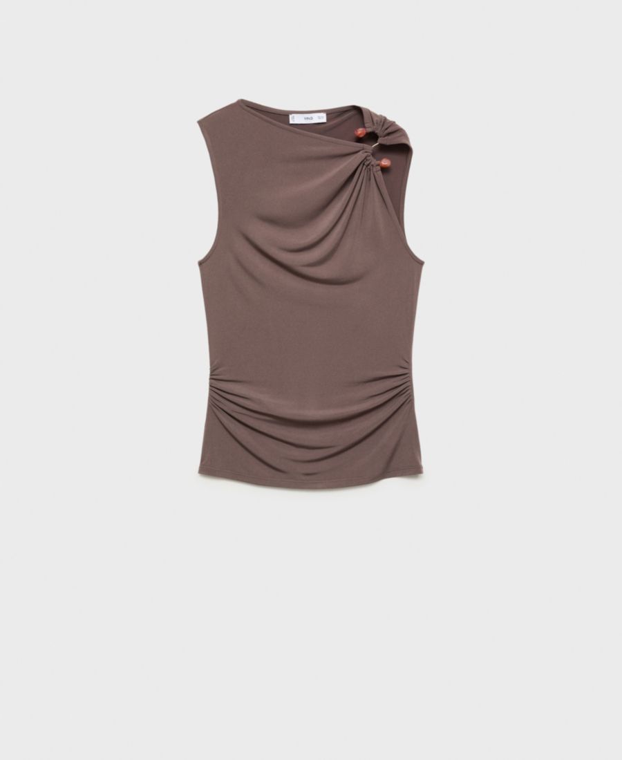 Женский топ с драпировкой и декоративными украшениями MANGO, Light, Pastel Brown
Женский топ с драпировкой и декоративными украшениями MANGO, Light, Pastel Brown