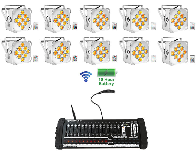 Комплект Rockville Best PAR 60 Battery Wash Lights DMX + 384-канальный контроллер 10 Best PAR 60 White + Rockforce W4
Комплект Rockville Best PAR 60 Battery Wash Lights DMX + 384-канальный контроллер 10 Best PAR 60 White + Rockforce W4