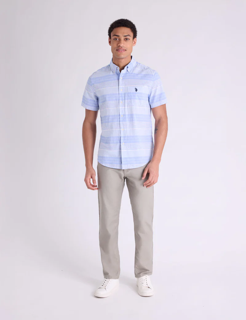 Рубашка U.S. Polo Assn Slub Poplin With Dobby Short Sleeve, голубой
Рубашка U.S. Polo Assn Slub Poplin With Dobby Short Sleeve, голубой