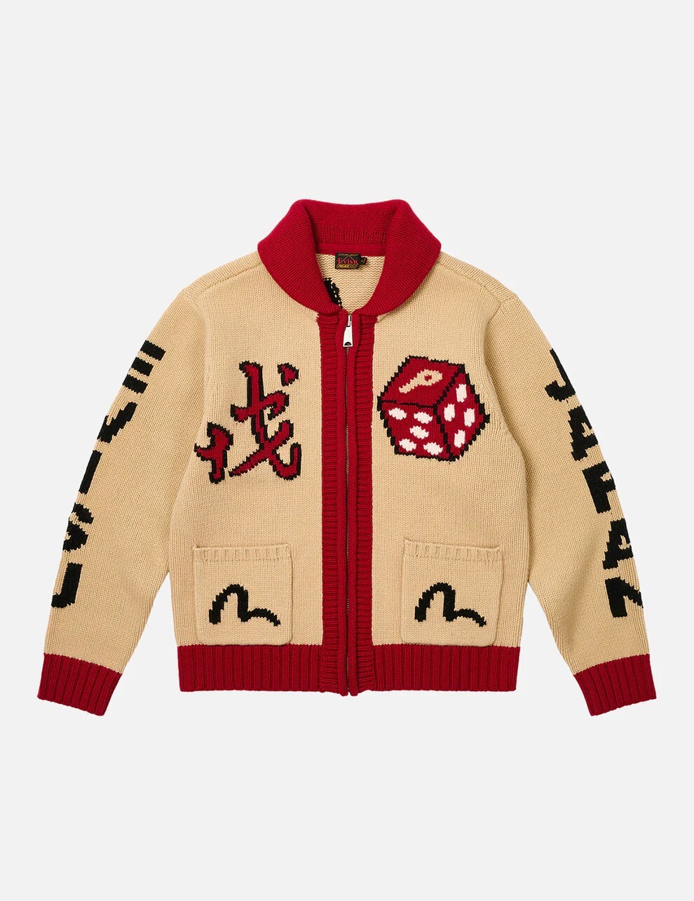 Кардиган Palace x Evisu Dice Cowichan, бежевый 
Кардиган Palace x Evisu Dice Cowichan, бежевый