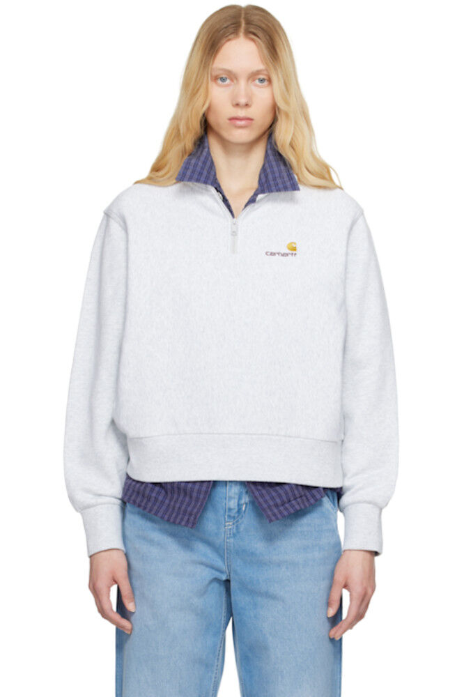 Серый свитшот с надписью American Script и высоким воротом Carhartt Work In Progress
Серый свитшот с надписью American Script и высоким воротом Carhartt Work In Progress