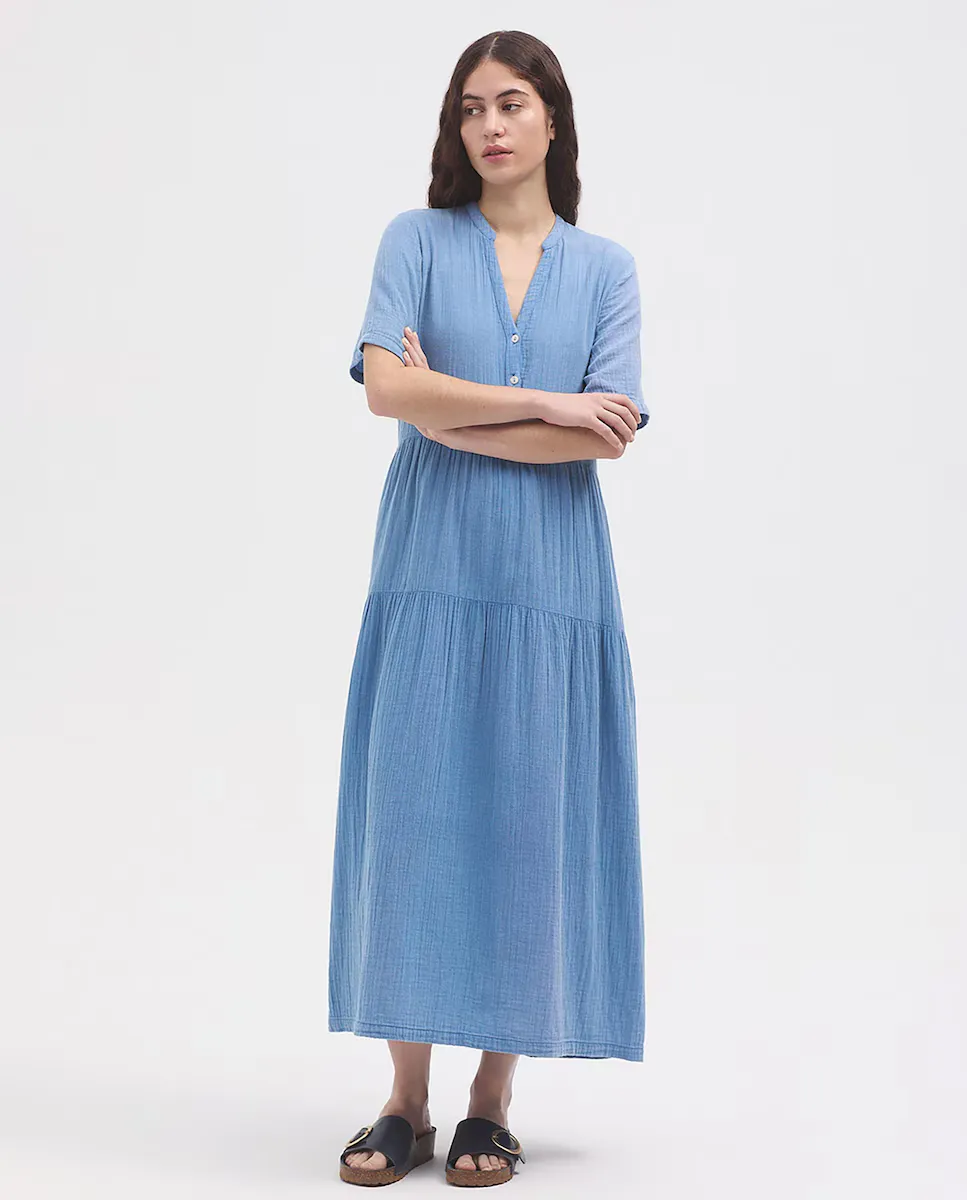 Длинное хлопковое платье с воротником и разрезом Nice Things, светло-голубой
Длинное хлопковое платье с воротником и разрезом Nice Things, светло-голубой