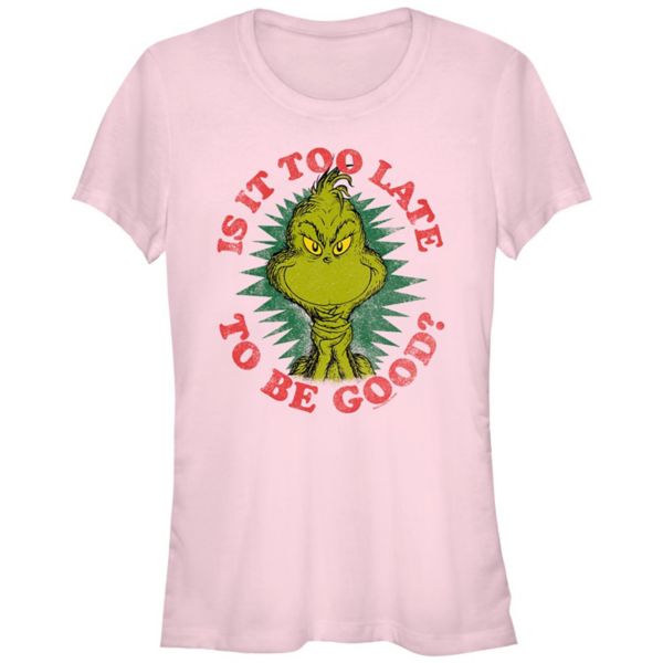 Футболка с графическим принтом «Доктор Сьюз» для подростков: «Слишком поздно, чтобы быть в хорошей форме» Grinch, цвет light pink 
Футболка с графическим принтом «Доктор Сьюз» для подростков: «Слишком поздно, чтобы быть в хорошей форме» Grinch, цвет light pink