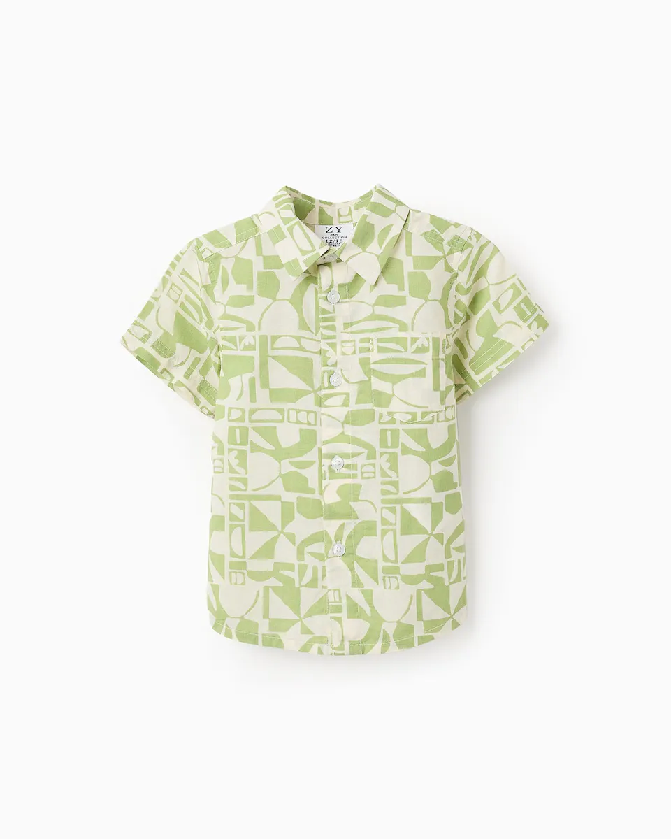 Рубашка для мальчика 100% хлопок с принтом Zippy, светло-зеленый 
Рубашка для мальчика 100% хлопок с принтом Zippy, светло-зеленый