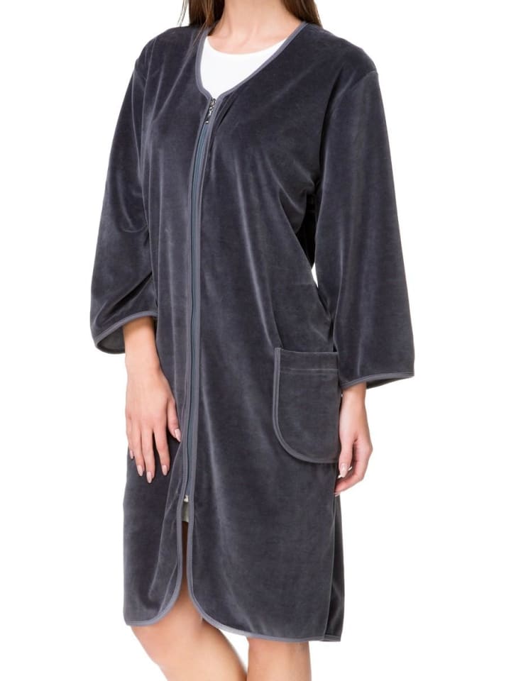 Aquarti Женский велюровый халат-паше Aquarti, короткий, с застежкой-молнией, графитового цвета
Aquarti Женский велюровый халат-паше Aquarti, короткий, с застежкой-молнией, графитового цвета