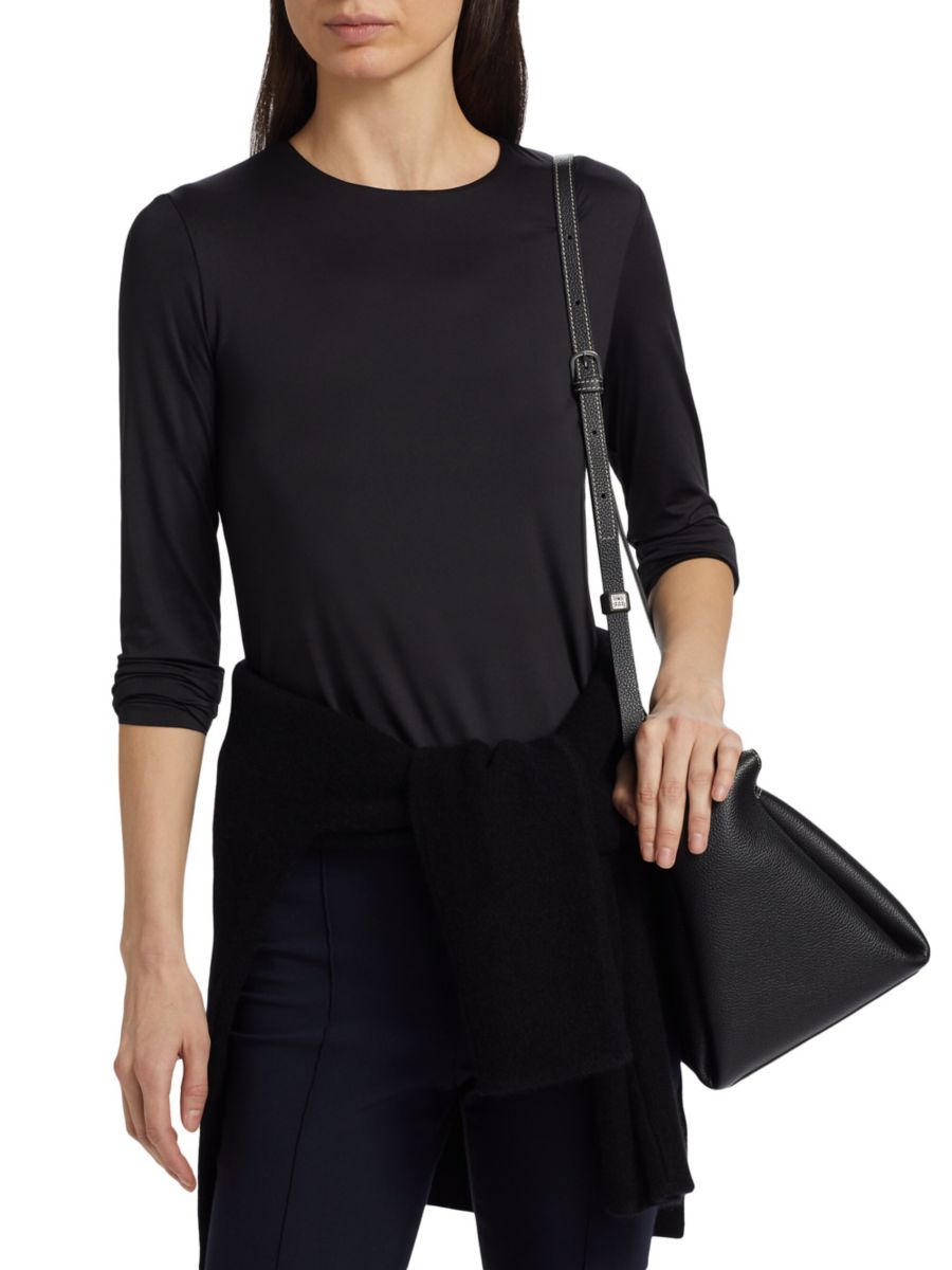 Топ с длинными рукавами и круглым вырезом Vince, черный 
Топ с длинными рукавами и круглым вырезом Vince, черный