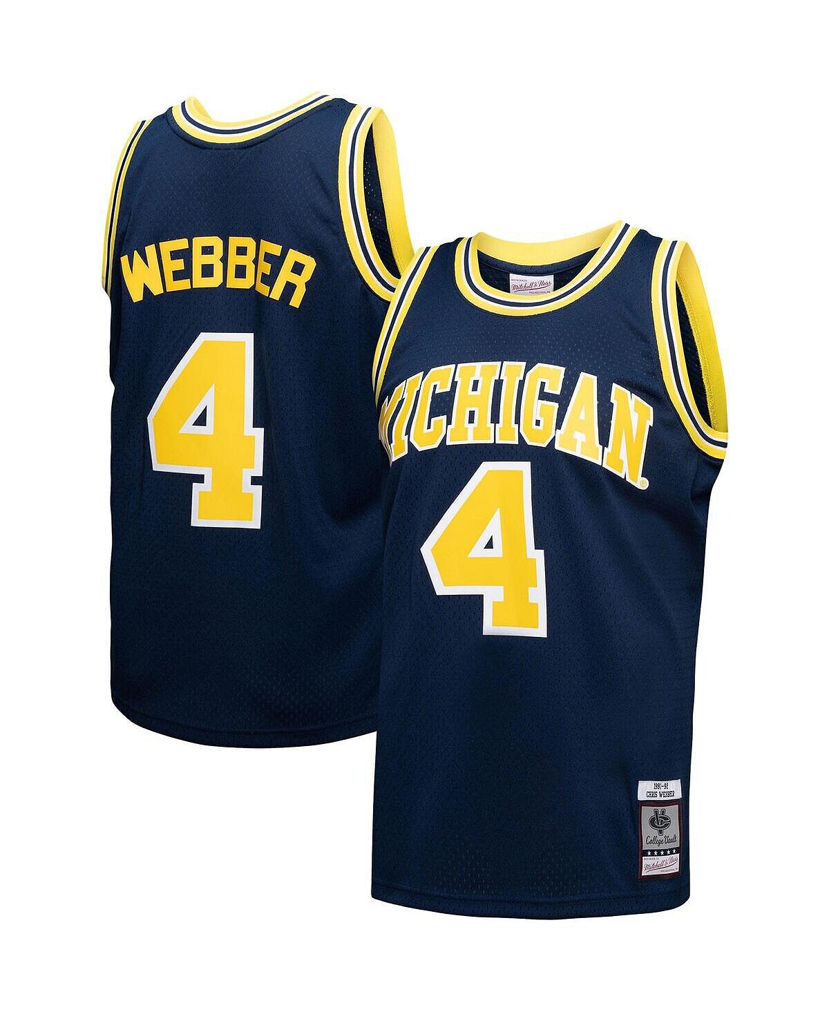 Мужская темно-синяя майка Криса Уэббера Michigan Wolverines Player Swingman Mitchell & Ness 
Мужская темно-синяя майка Криса Уэббера Michigan Wolverines Player Swingman Mitchell & Ness