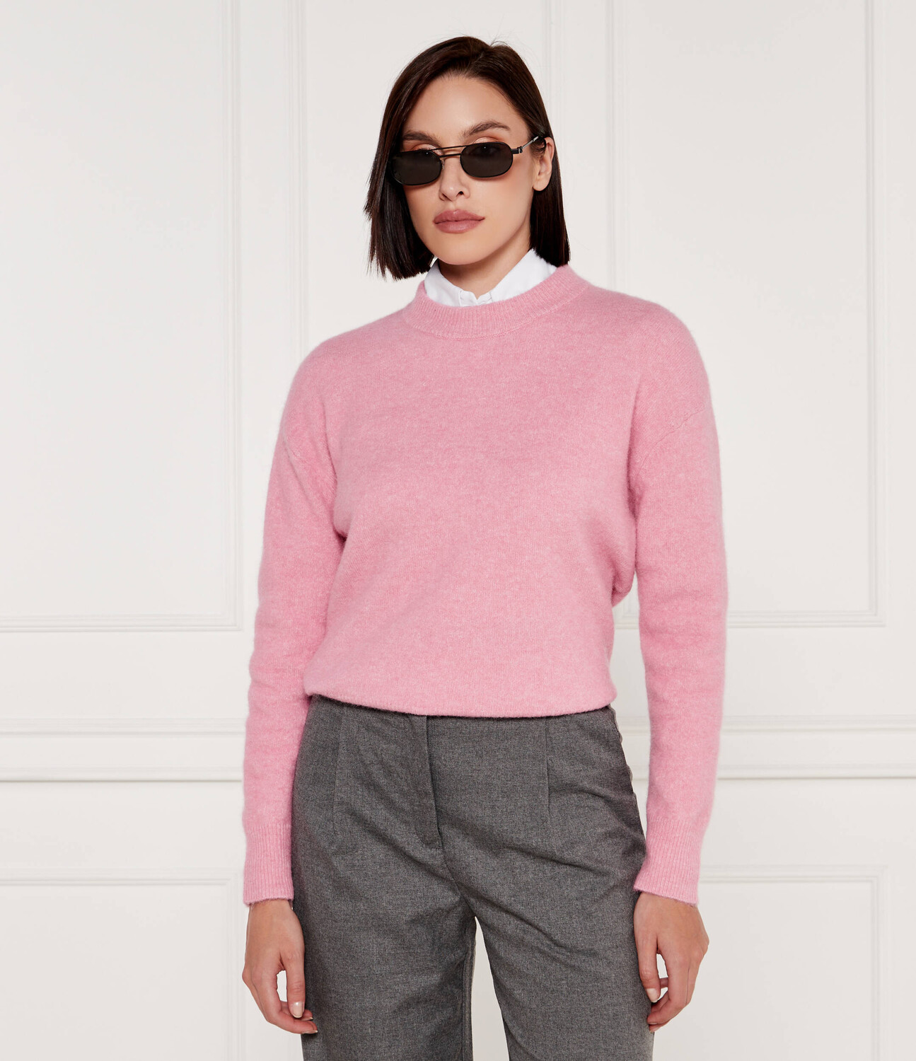 Свитер из шерсти Samsøe Samsøe ANOUR Loose fit, роза 
Свитер из шерсти Samsøe Samsøe ANOUR Loose fit, роза