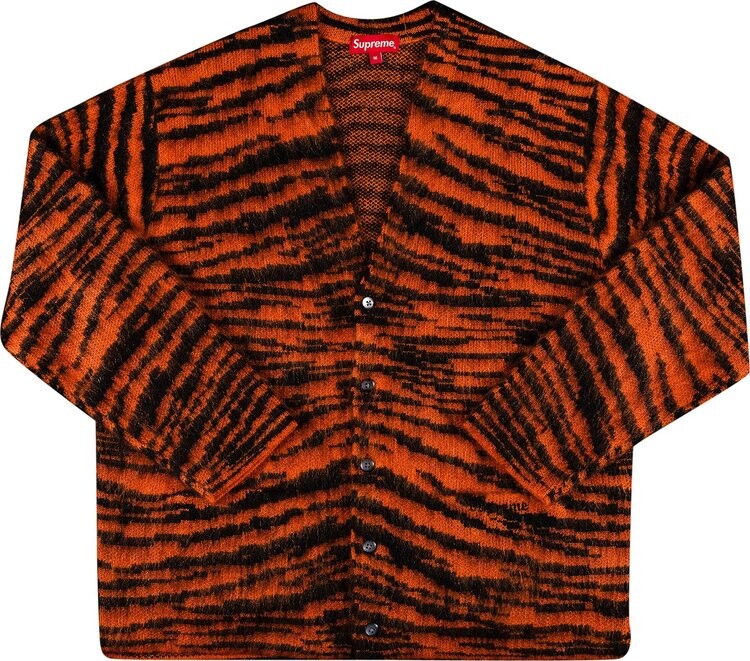 Кардиган Supreme Brushed Mohair Cardigan 'Tiger Stripe', оранжевый 
Кардиган Supreme Brushed Mohair Cardigan 'Tiger Stripe', оранжевый