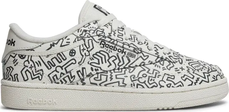 Кроссовки keith haring x club c 'dancing figures allover print' Reebok, белый 
Кроссовки keith haring x club c 'dancing figures allover print' Reebok, белый