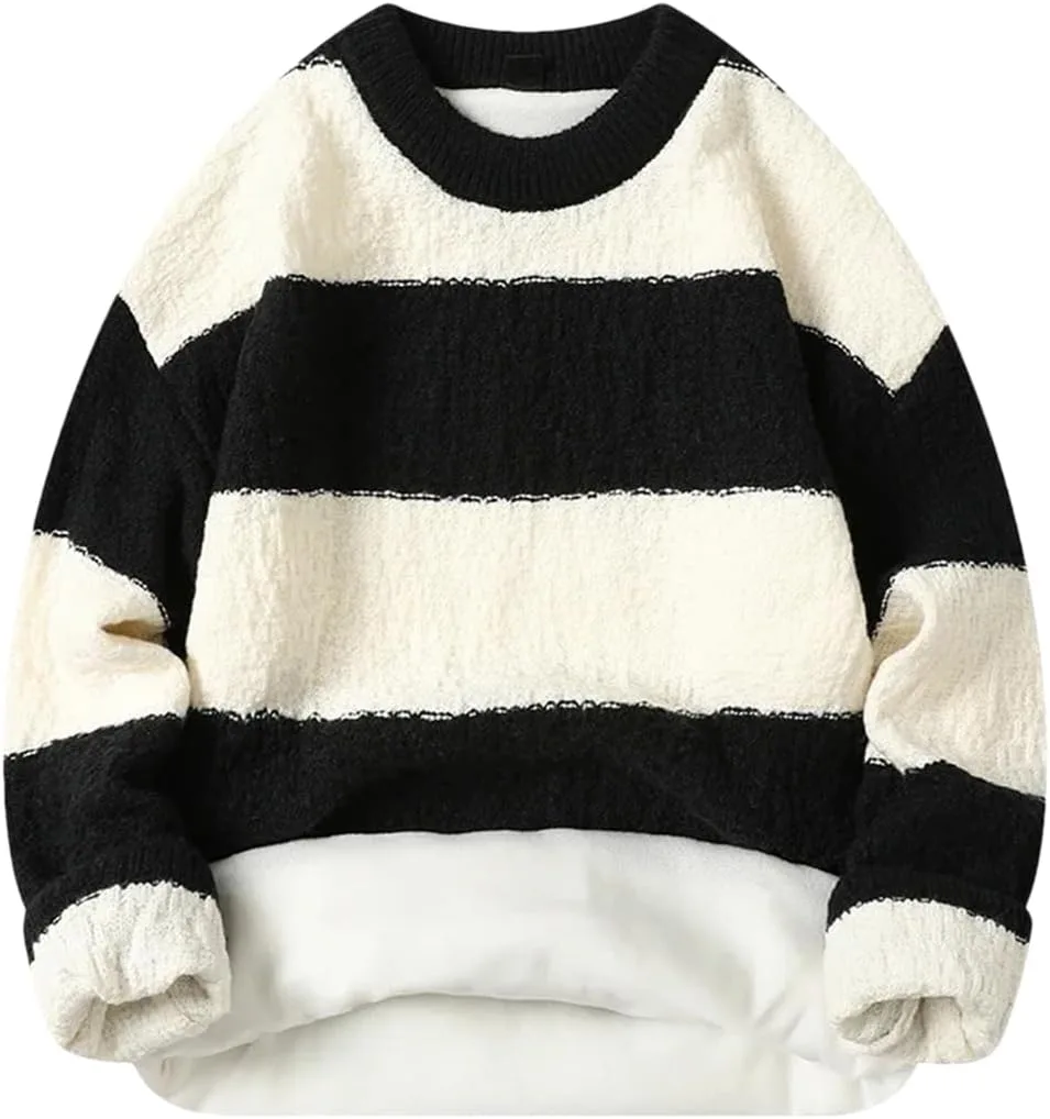 Мужской зимний свитер из велюра в полоску с круглым вырезом ERFMFKL
Мужской зимний свитер из велюра в полоску с круглым вырезом ERFMFKL