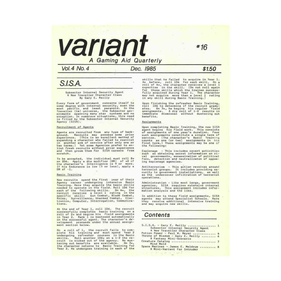 Журнал Vol. 4, #4 "Potion Power, Throne of Wisdom Scenario, Space Marines Variant for Intruder", Variant Magazine 
Журнал Vol. 4, #4 "Potion Power, Throne of Wisdom Scenario, Space Marines Variant for Intruder", Variant Magazine