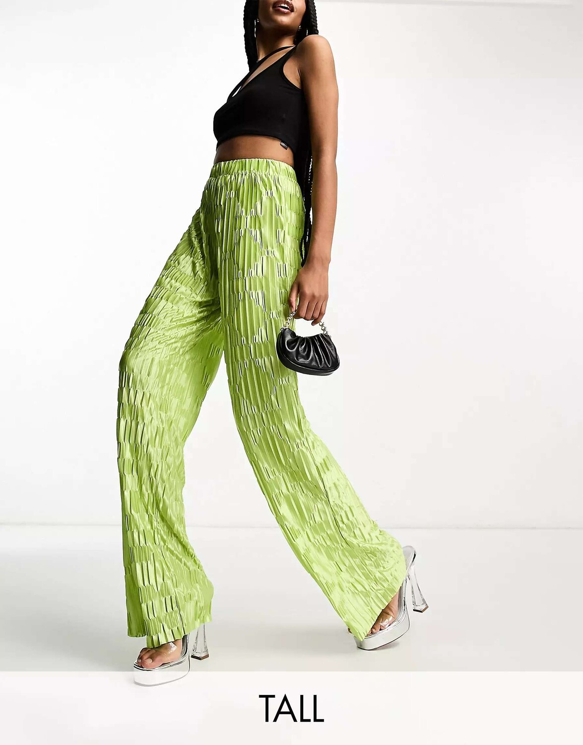Urban Threads Высокие атласные широкие брюки в плиссированном стиле цвета лайма Urban Threads
Urban Threads Высокие атласные широкие брюки в плиссированном стиле цвета лайма Urban Threads