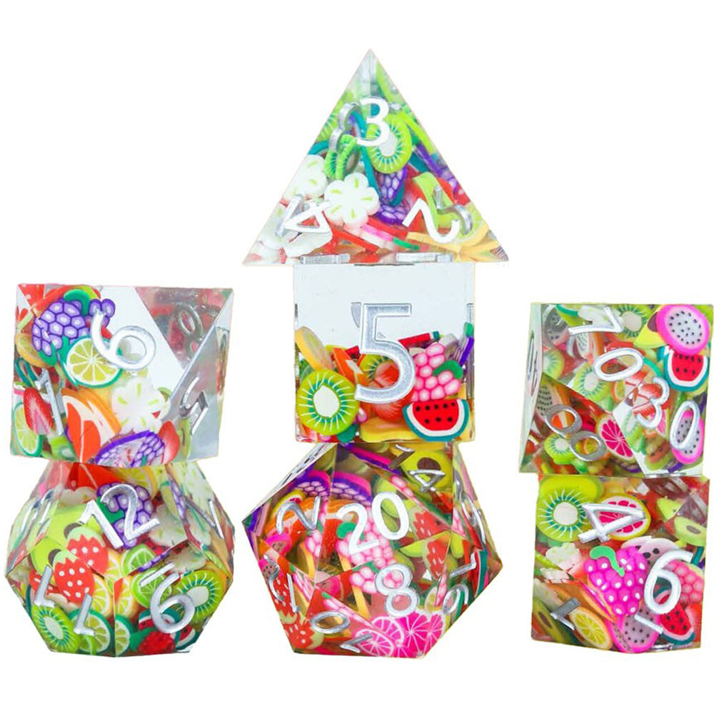 Аксессуары Sirius Dice Sharp-Edge Polyhedral Dice Set: Fruit (7)
Аксессуары Sirius Dice Sharp-Edge Polyhedral Dice Set: Fruit (7)