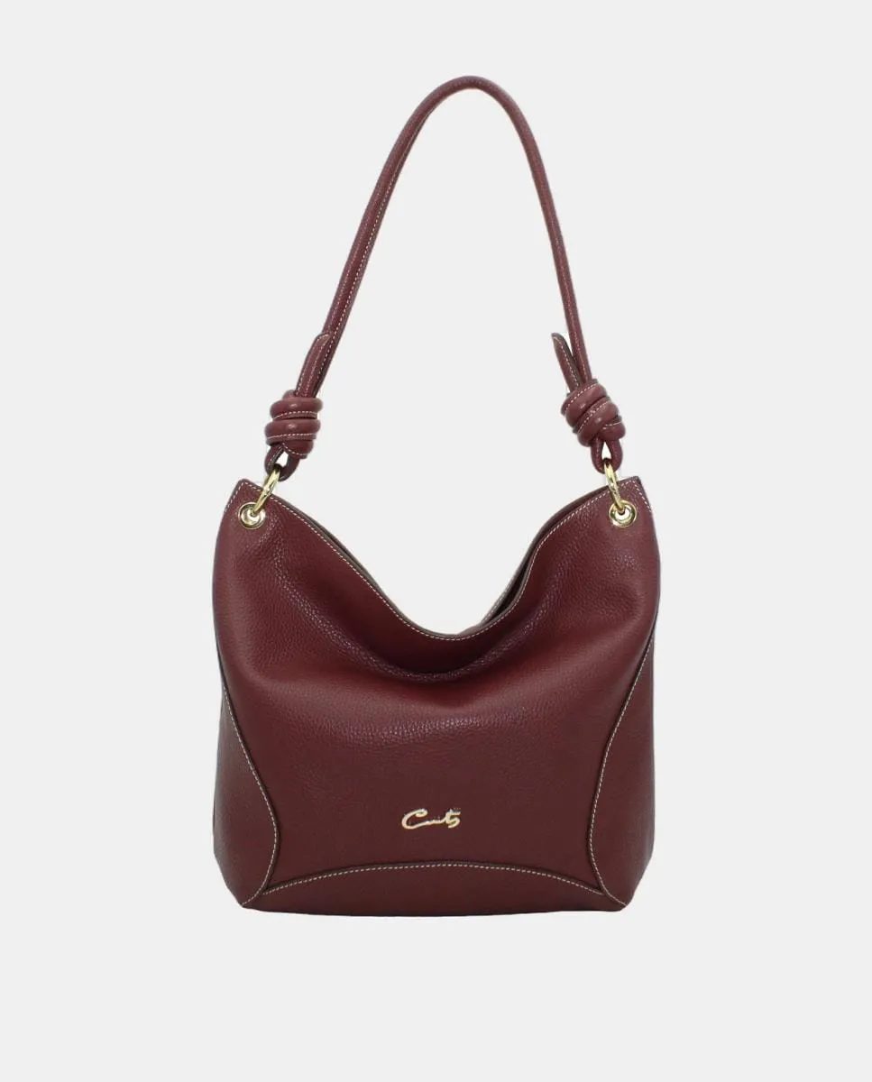 Сумка-хобо из кожи для шефа с молнией и декоративными узлами Cats, бордовый
Сумка-хобо из кожи для шефа с молнией и декоративными узлами Cats, бордовый